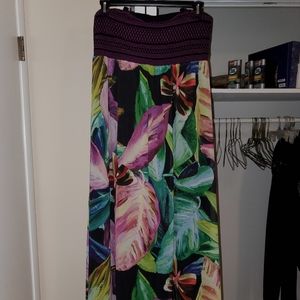 Lane Bryant Strapless Floral Floor-Length Dress